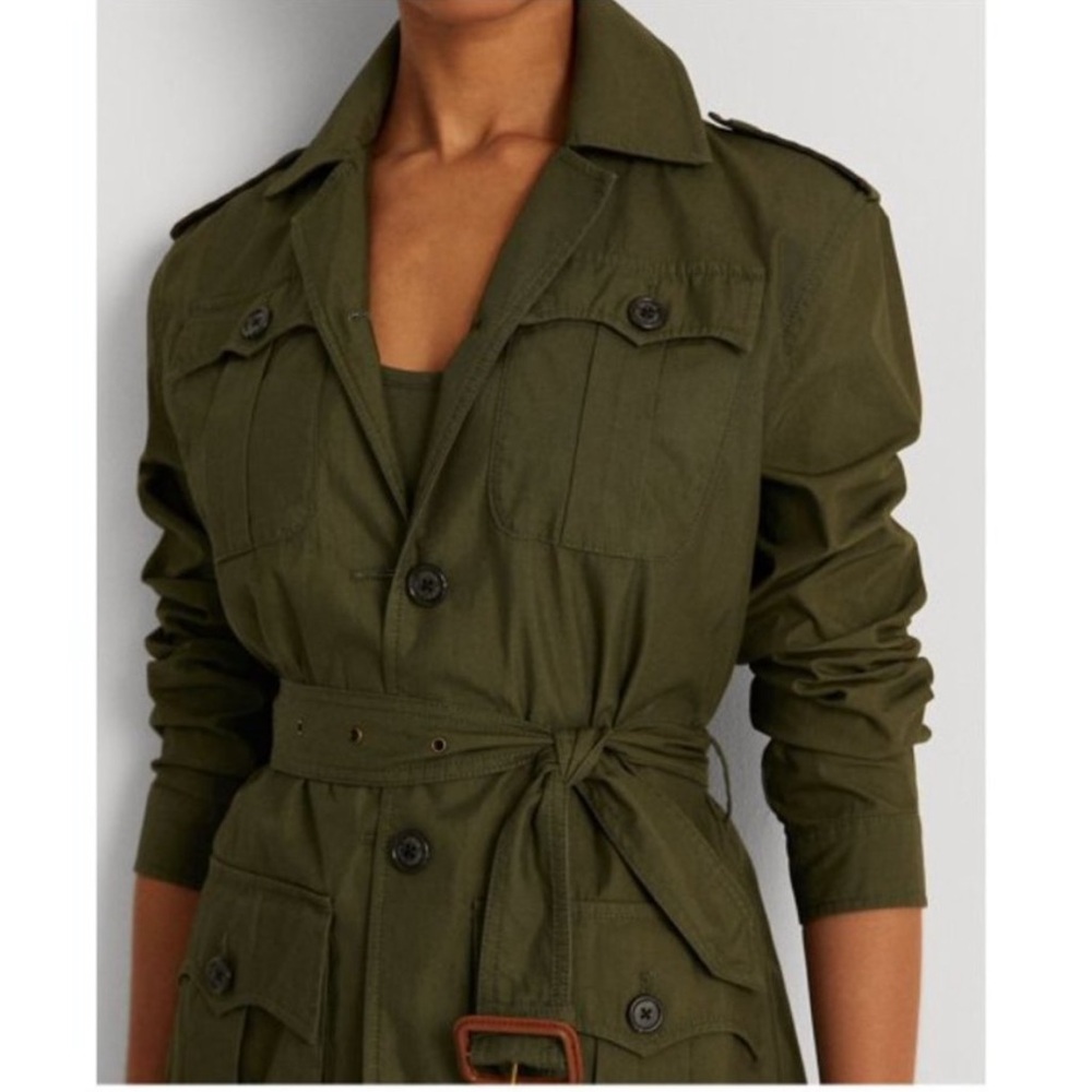 Lauren Ralph Lauren Belted Cotton Twill Field Jacket Size 10 - Picture 2 of 15